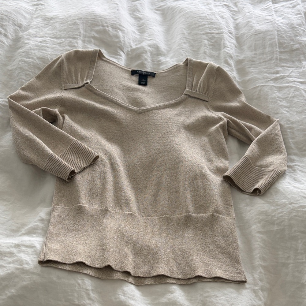 White House black market Women's gold sweetheart Neck Knit Top size S
